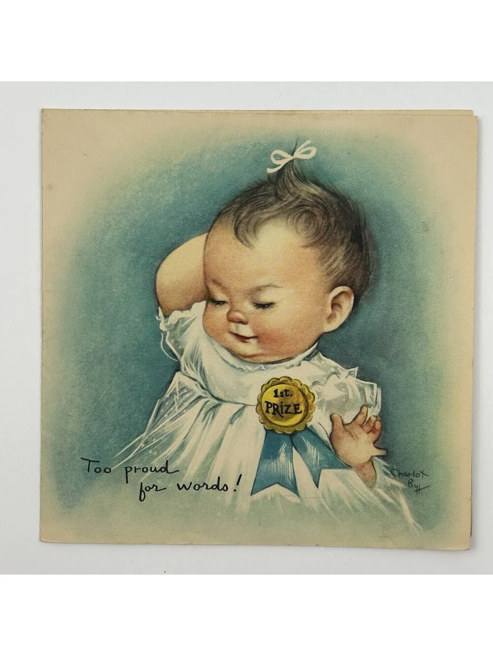 Vintage Charlot Byj New Baby Congratulations Card Unused Mid Century 1950s   N-2